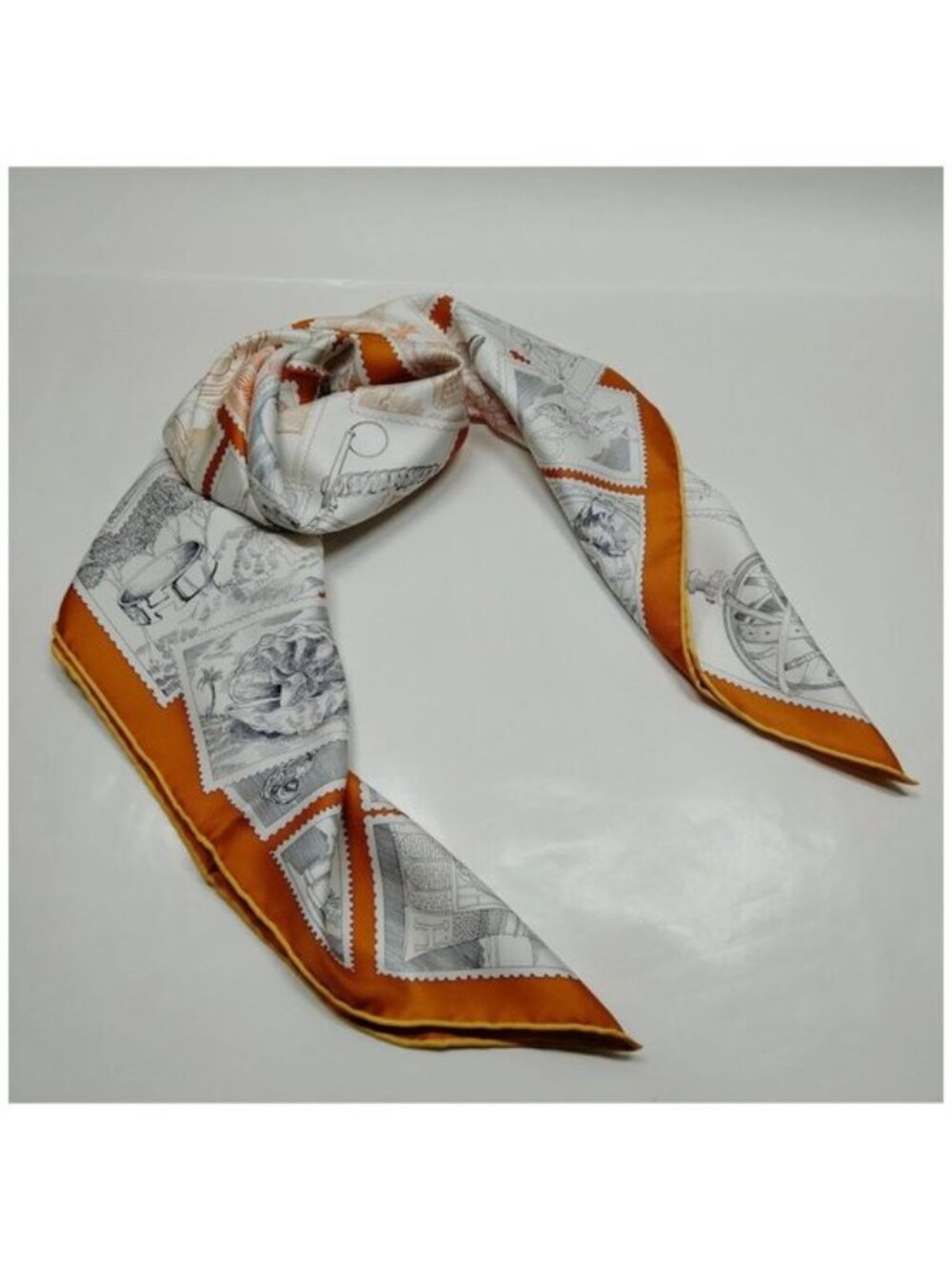 Hermes Le Philatéliste du Faubourg Silk Scarf Orange - Picture 4 of 10